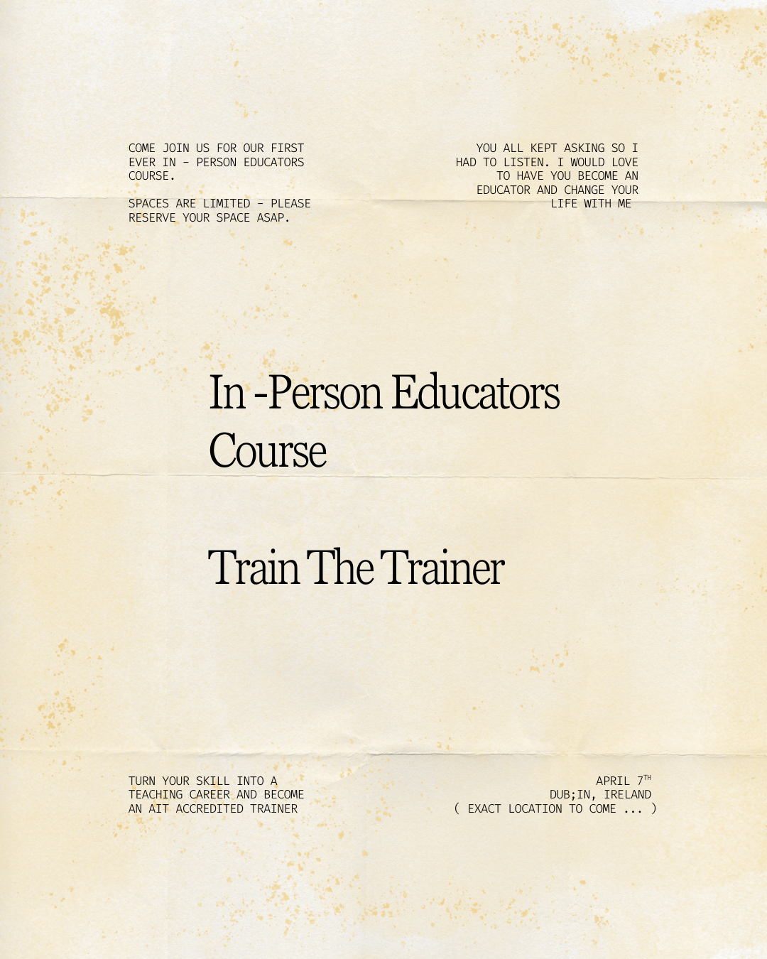 In - Person Educators course ( Train the Trainer )